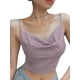 thumbnail image 1 of Txlixc Blusa de verano para mujeres, correas de espaguetis brillantes, negras cuello V de corte bajo para niñas Txlixc moda, 1 of 6