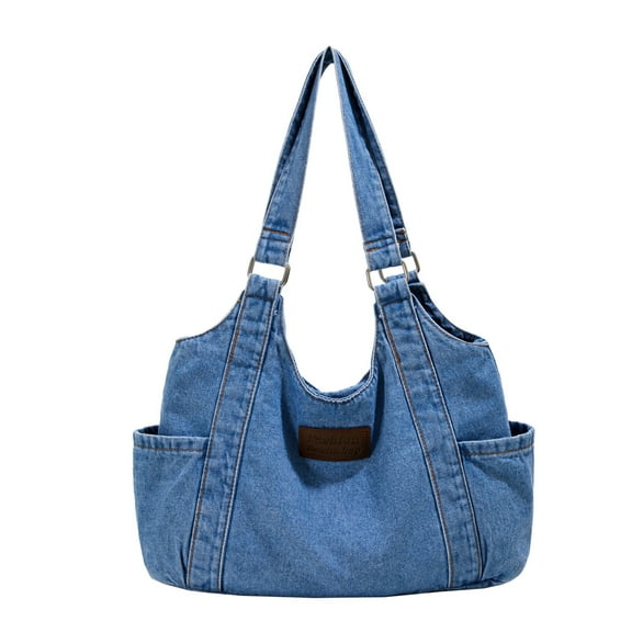 Women Tote Bag Denim Shoulder Bag Handbag Large Multiple Pockets Fashion Purse Casual Vintage