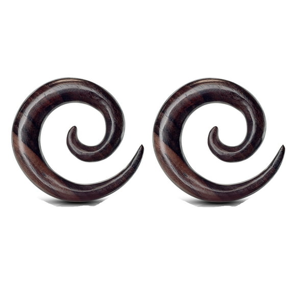 Pair Wood Spirals Tapers Ear Plugs Tunnels Gauges - size=2g (6 mm)