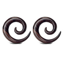 Pair Wood Spirals Tapers Ear Plugs Tunnels Gauges - size=3/4" 19mm