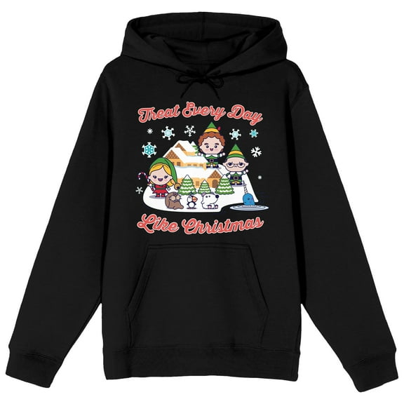 Elf Treat Every Day Like Christmas Men's Black Sweatshirt-5XLB