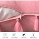 thumbnail image 2 of Funda de cojín decorativa de 2 piezas, funda de cojín con flecos bohemios de terciopelo liso suave para sofá cama, 45x45, color rosa fuerte, 2 of 4