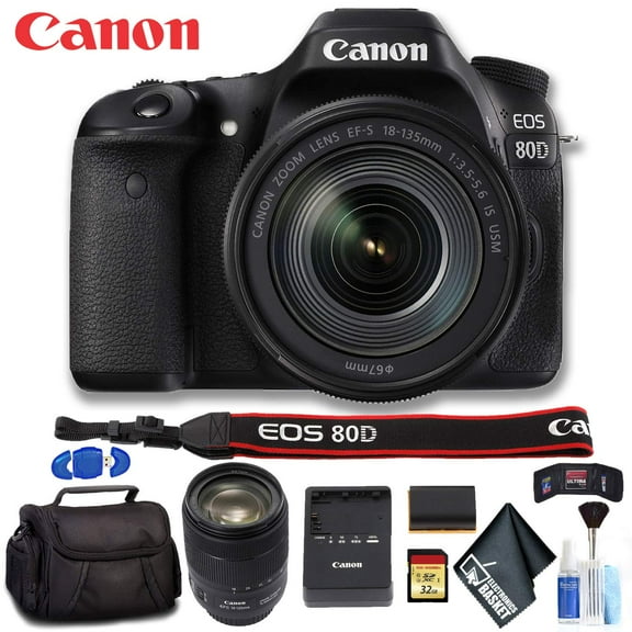 Canon EOS 80D DSLR Camera with 18-135mm Lens Deluxe Bundle (International Version)