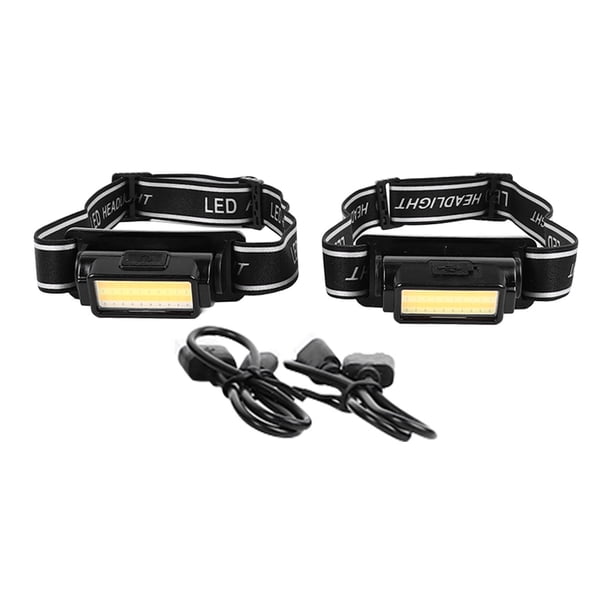 Lámpara de cabeza al aire libre Linterna montada en la cabeza Linterna frontal con batería 2PCS Linterna frontal ABS Impermeable con batería Recargable COB Linterna montada ANGGREK Otros