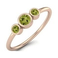 thumbnail image 2 of Tiny Three Stone 3mm Round Peridot 925 Sterling Silver Rose Vermeil Stackable Valentines Day Gifts Ring, 2 of 3