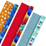 Hallmark Kraft Wrapping Paper Bundle, Kraft Brown/Red/Blue/White