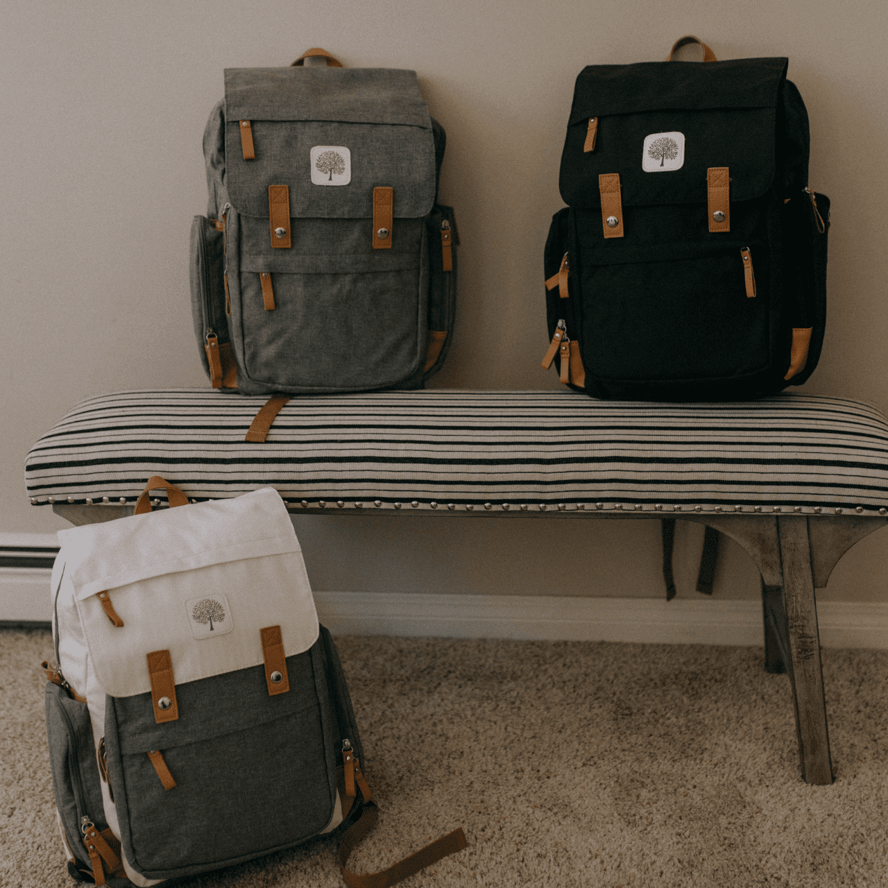 Parker Baby Co. Diaper Backpack with Changing Pad, Insulated Pockets & Stroller Straps, Gray