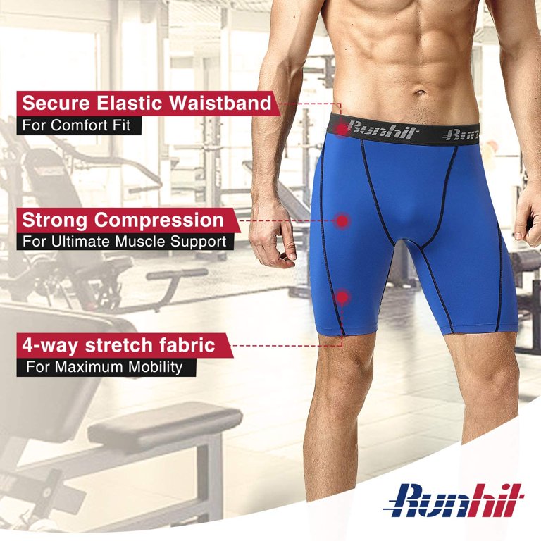 Runhit 3 Pack Comrpession Shorts Men Workout Running Underwear Athletic Gym  Spandex Comrpession Shorts Basketball Base Layer 