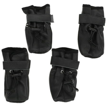 4pcs Sole Pet Shoes Non-slip Shoes Leather Dog Boots Paw Protector for Pet Dog (Black Random Lining Pattern Size 8)