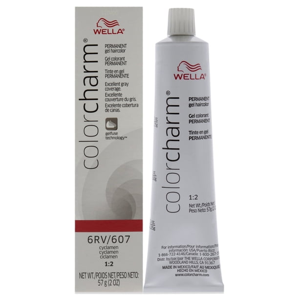 Tinte permanente en crema en gel Color Charm 607 6RV Cyclamen de Wella para unisex - Tinte para cabello de 2 oz Wella Color de pelo 2 oz