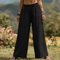 thumbnail image 3 of Tauxra Casual Linen Pants for Women, High Waist Wide Leg, Elastic Waist, Solid Color, for Spring Summer Daily, 3 of 8
