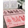thumbnail image 3 of Ahgly Company Machine Washable Indoor Round Transitional Red Area Rugs, 5' Round, 3 of 7