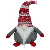 Northlight Lodge-Style Plush Gnome Christmas Figure - 17" - Red, Gray, and White