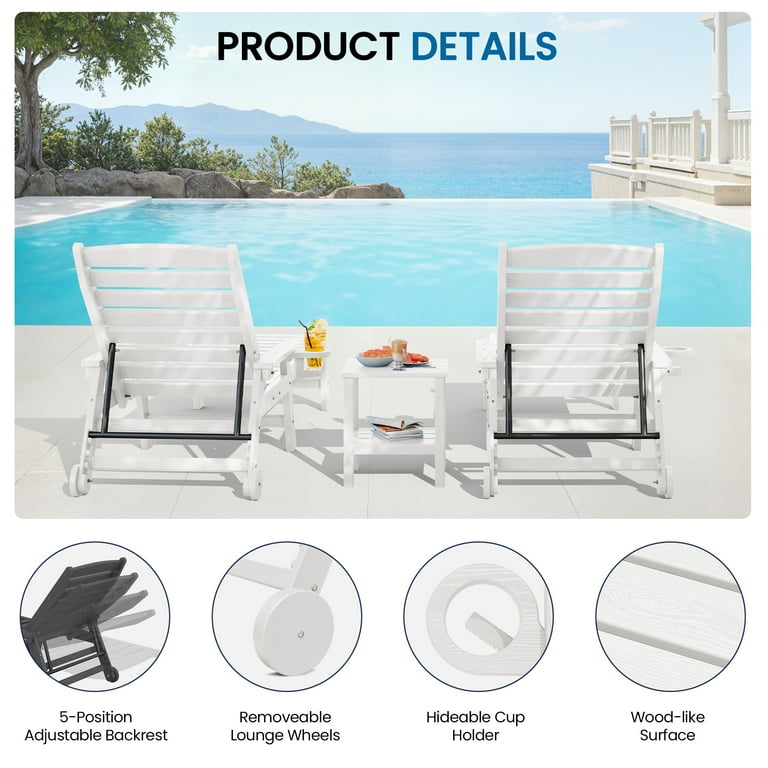 SERWALL Patio Chaise Lounge Set of 2, 5-Position Adjustable photo 5