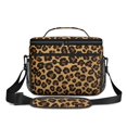 thumbnail image 2 of Black and Brown Leopard Print Insulated Lunch Box for Women Men, Medium Leakproof Cooler Bag with Adjustable Strap, 10"x6.7"x8", 2 of 6