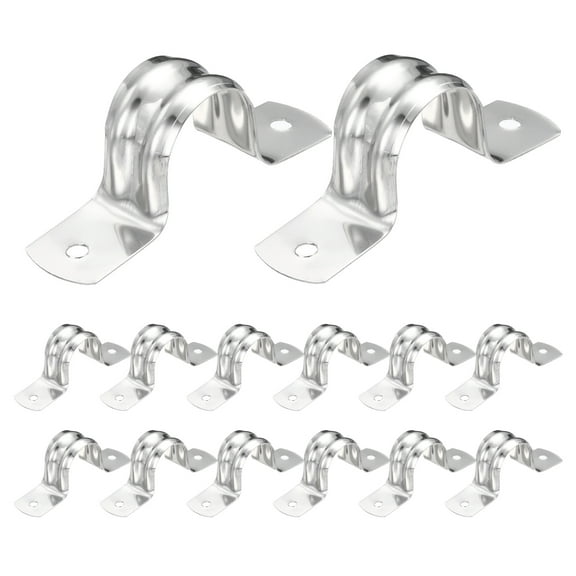Uxcell 26pcs Conduit Clamp 13/16 Inch, 1 Hole Stainless Steel Pipe Strap, U Bracket Double Band Rigid Metal Conduit Hanger for Pipe Fixing, Tube Wire Installation