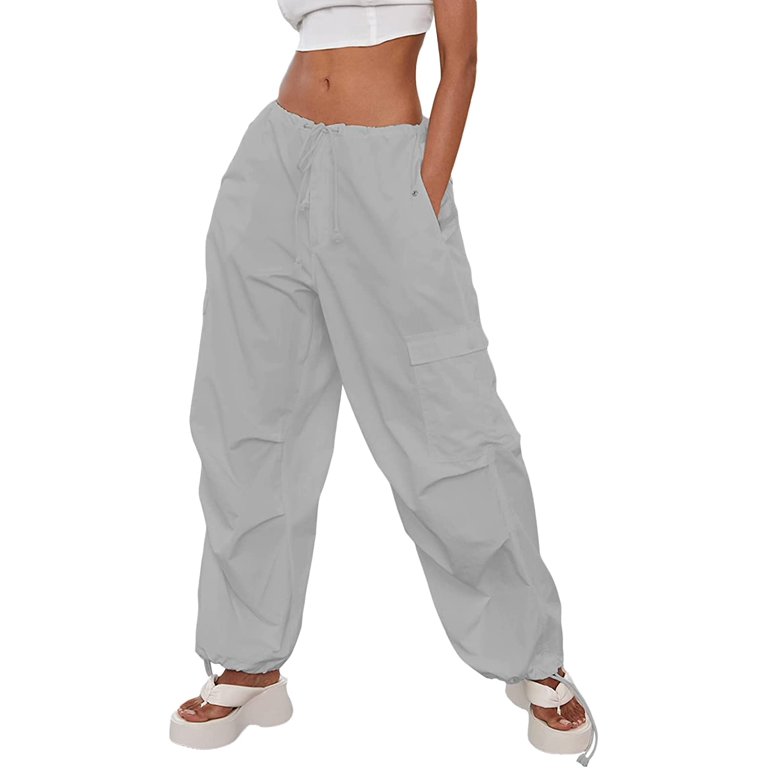 DanceeMangoos Women's Y2K Baggy Parachute Pants Drawstring Low