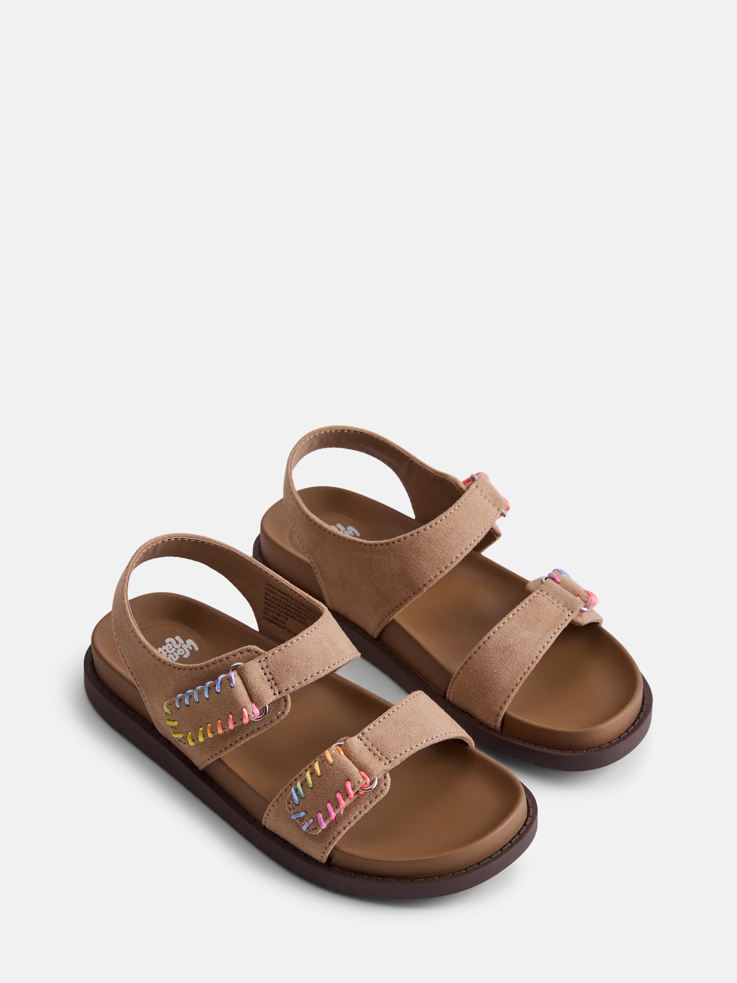 Wonder Nation Toddler, Little, and Big Girls Rainbow Stitch Sandals