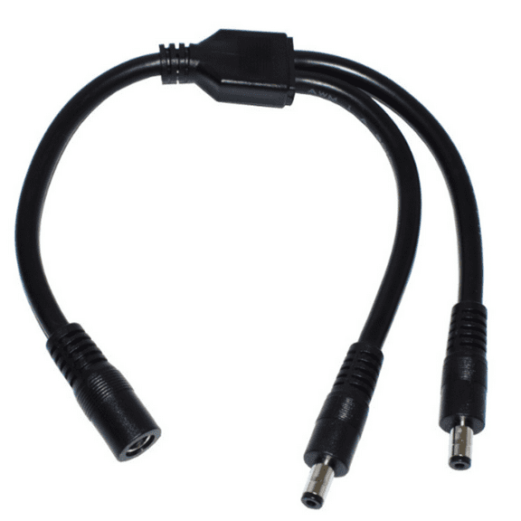 DC5525 Power Splitter Cable 1 Female to 2 Male 5.5mmx2.5mm Connector Cord for LED Strips Light and CCTV Cameras 23cm