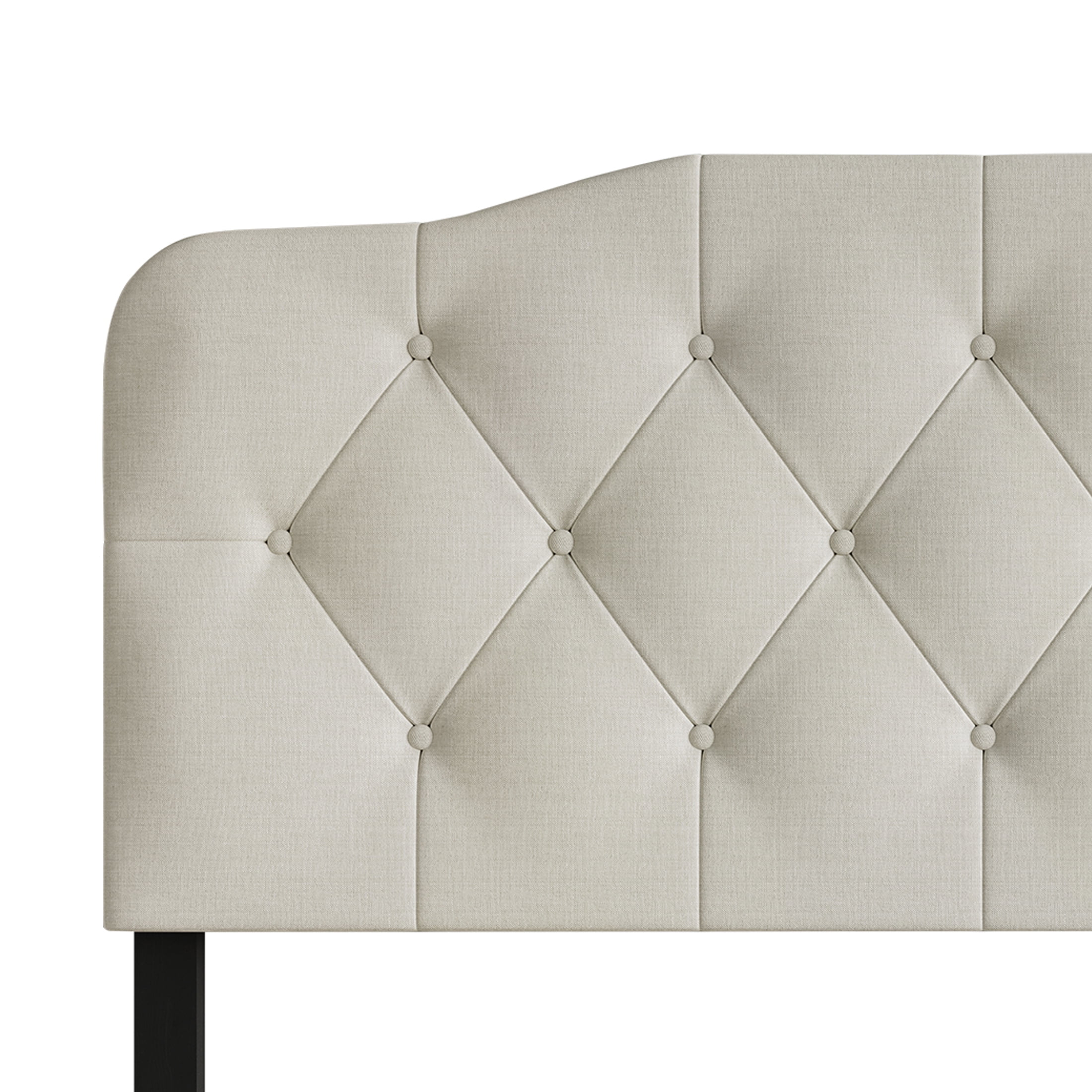 Castle Place Modern Button-Tufted Linen Queen Upholstered Headboard, Warm Grey