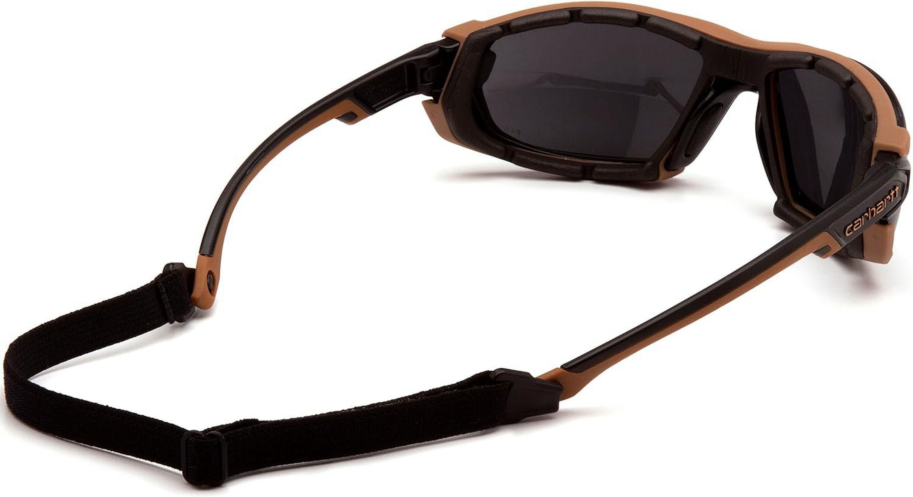 Carhartt Toccoa Safety Glasses, Black/Tan Frame, Gray H2MAX