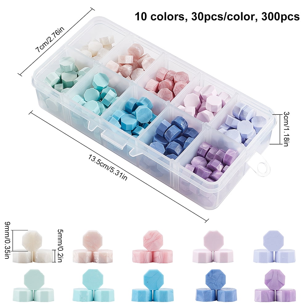 1 set DIY Scrapbook Making Kits Including Sealing Wax Particles Porcelain Cup Coasters Stainless Steel Wax Sticks Melting Spoon Candle and Label Stickers Mixed color 9mm 10 colors 30pcs/color 300pcs
