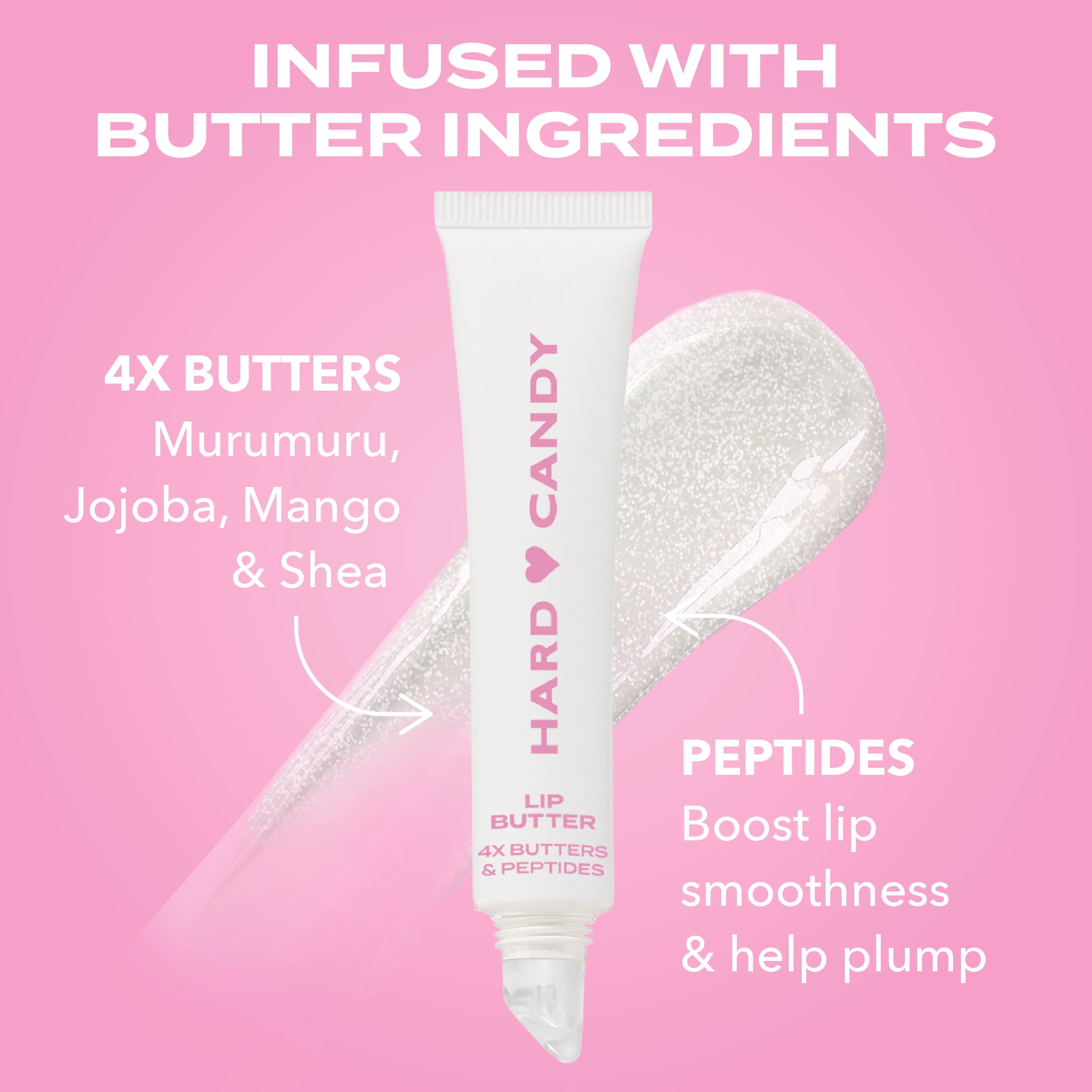 Hard Candy Lip Butter Glowy Balm, Buttercream, Subtle Shimmer, Shine,  Hydration, 15mL Tube