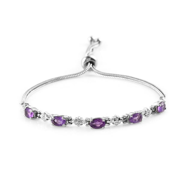 Shop LC Shop LC Stainless Steel Amethyst Elegant Bolo Bracelet
