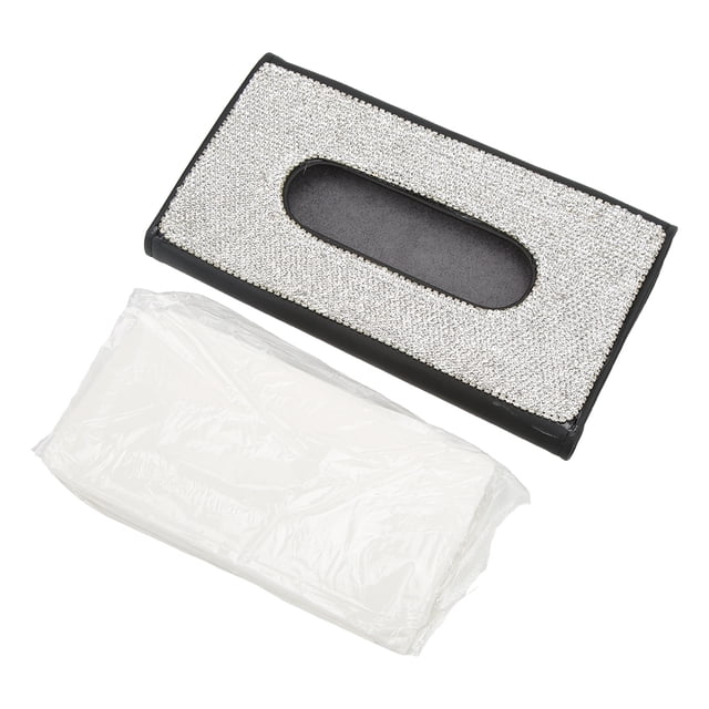 Caja De Pañuelos Para Parasol, Caja De Toalla De Papel Para Automóvil Universal Con Diamantes De Imitación Ostentosos Para Coche