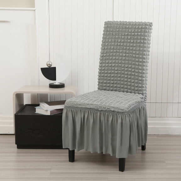 TTJ All Season Elastic Full Dining Chair Cover With Skirt Stretch Fit Breathable Spandex Slipcover Protective Washable Durable Seat Protector For Home Events