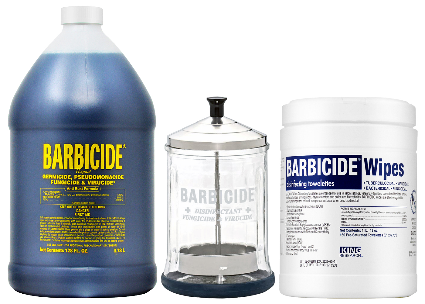 King Research Barbicide Disinfectant 128oz + Disinfectant Mid Jar