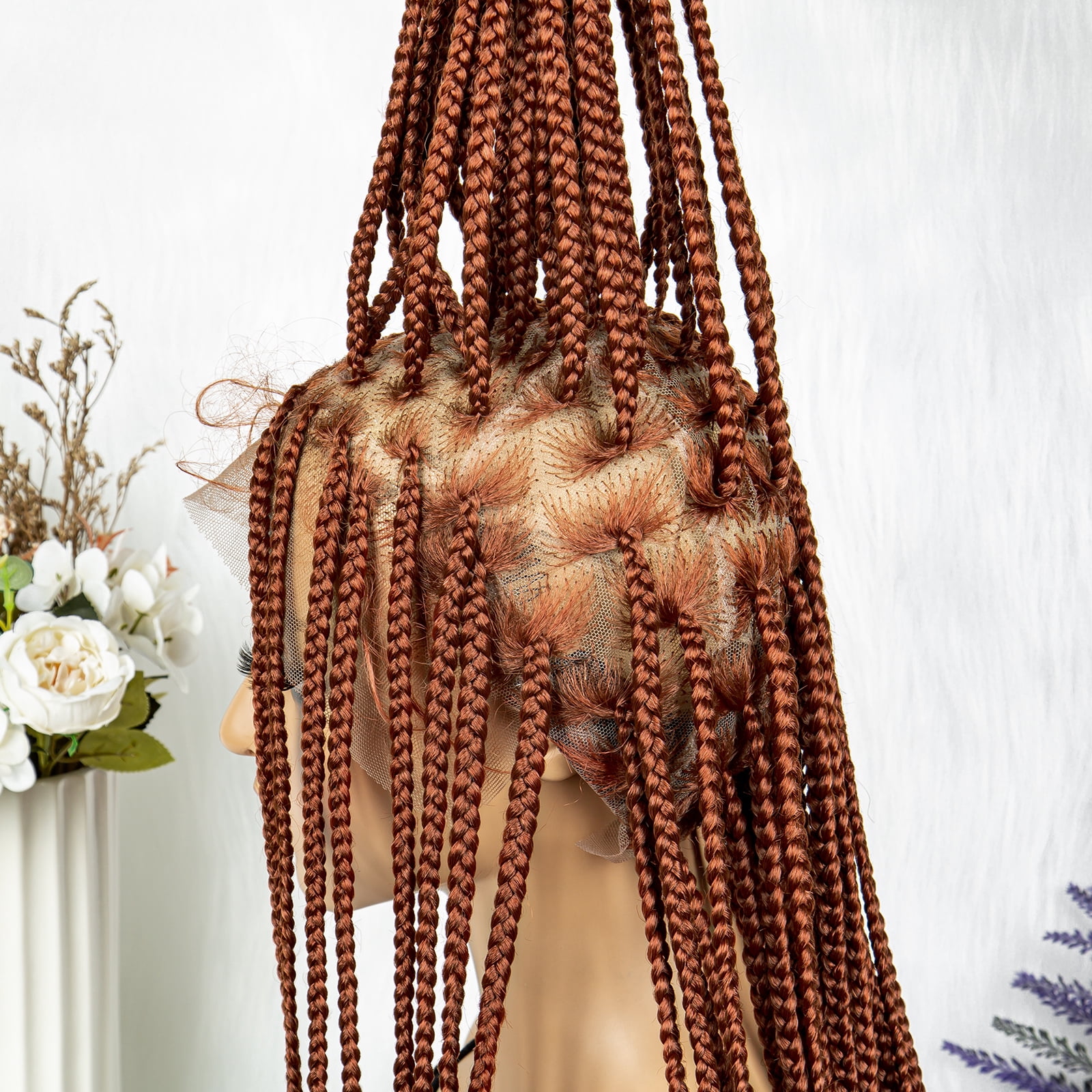 Braided Wigs for Black Women Transparent HD Full Lace Knotless Box Braided Wigs Twist Cornrow Braids Synthetic Lace Front Braided Wigs with Baby Hair Handmade Faux Locs Wig Braided Wigs (350 Color)