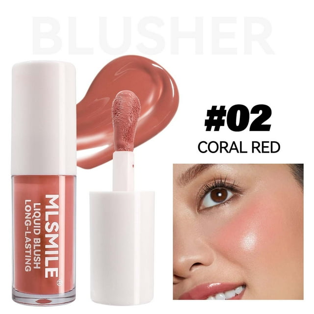 Rubor para mejillas, rubor en polvo rosa, rubor líquido para mejillas, brillo fino, contornos, hidratante, revelador de color, rubor rojo, 4,5 ml.