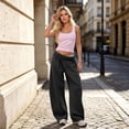 thumbnail image 4 of Barrel Sweatpants Women Y2K Baggy Wide Leg Sweatpants with Pockets high waisted pants for women Soft Womens Fall Fashion, 4 of 7