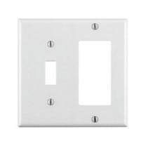 Leviton 80405-W White Two Gang Combination Toggle Switch Decora Wall Plate