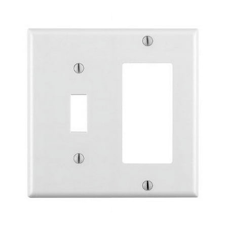 Leviton 80405-W White Two Gang Combination Toggle Switch Decora Wall Plate