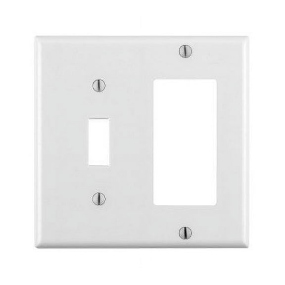 Leviton 80405-W White Two Gang Combination Toggle Switch Decora Wall Plate