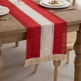 thumbnail image 1 of Christmas Table Flag Woven Two Tone Color Splicing Tassel Holiday Decoration Long Tablecloth Home, 1 of 6