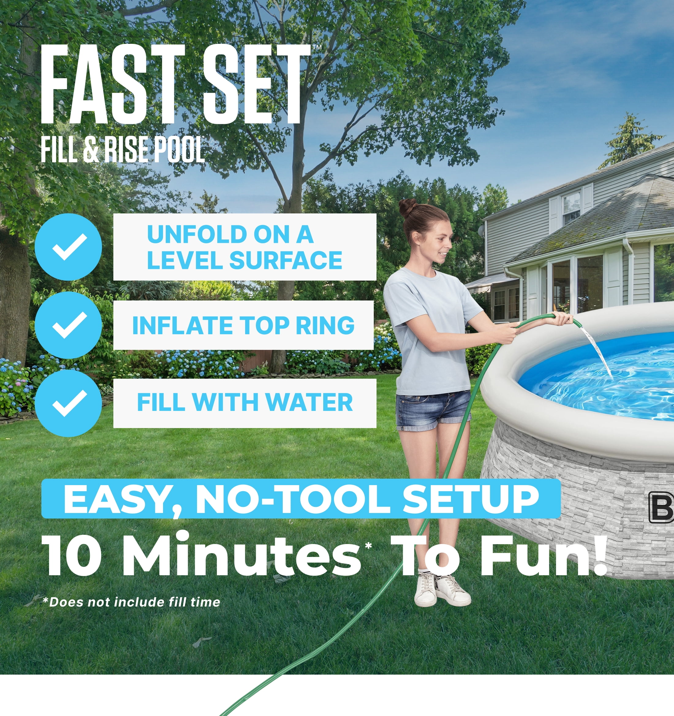 Bestway 8' x 24" Round Inflatable Outdoor Swimming Pool with Filter Pump, Gray