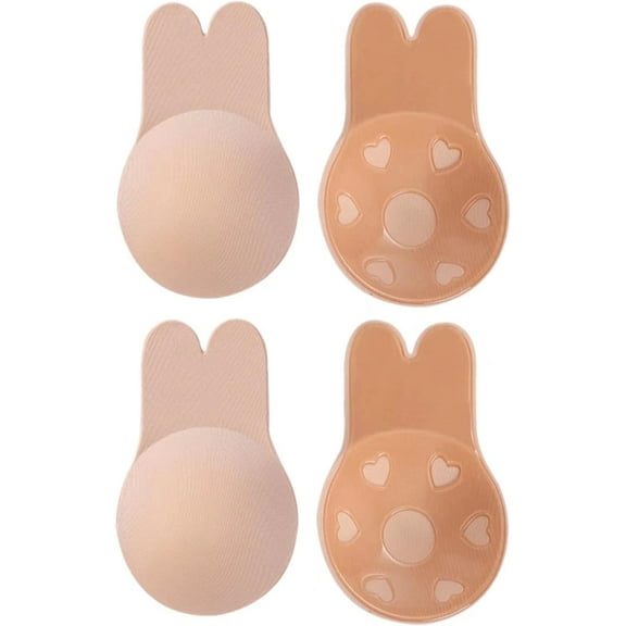2 Pairs Sticky Invisible Self Adhesive Bra, Strapless Reusable Push Up Lift Nipple Covers for Women Backless Clothing(S)