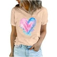 thumbnail image 2 of Babysbule Womens Tops Adult's Valentine's Day Cute Heart Print T-shirt Casual Stylish Round Neck Short Sleeve Blouses, 2 of 5