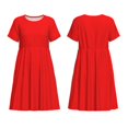 thumbnail image 3 of Bixox Robe d'Été à Manches Courtes pour Femmes Robe Ample Longueur Genou avec Poches-Rouge, 3 of 7