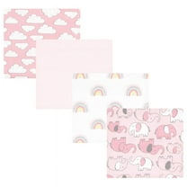 Hudson Baby Infant Girl Cotton Flannel Receiving Blankets, Girl New Elephant, One Size