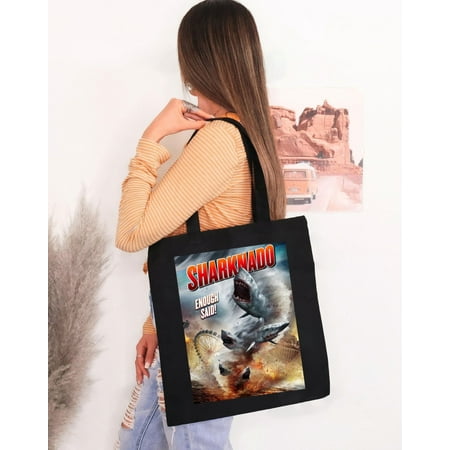 vintage Sharknado Horror Science Fiction Movie Men s Black Tote Bag S to -TH37634