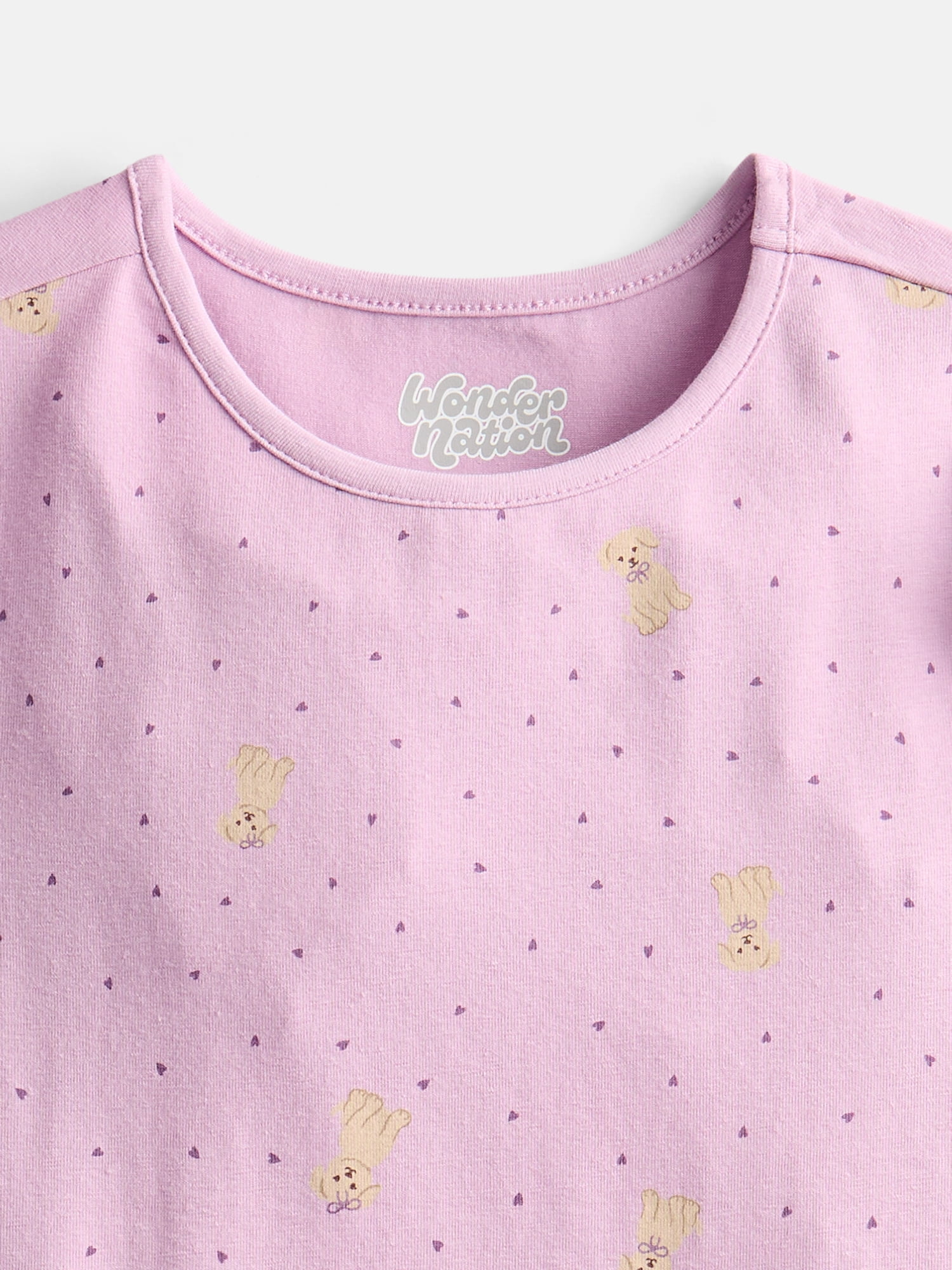Wonder Nation Girls Printed Tee with Short Ruffle Sleeves, Sizes 4-10