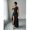 Black, variant on Womens Black-2 One Shoulder Maxi Dress With Side Slit, Ruched Waist