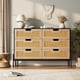 thumbnail image 1 of Natural rattan 6 - cajón cómoda con spacious almacenamiento, wood chest con metal legs para dormitorio, sala de estar, hallway, y entrada (5 cajones available), 1 of 8