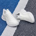 thumbnail image 7 of Men's All White Breathable Knit Lace Up Running Sneakers, Lightweight Cushioned Non-Slip Walking Shoes, Wide Toe Daily Gym Travel Casual Footwear, 7 of 7