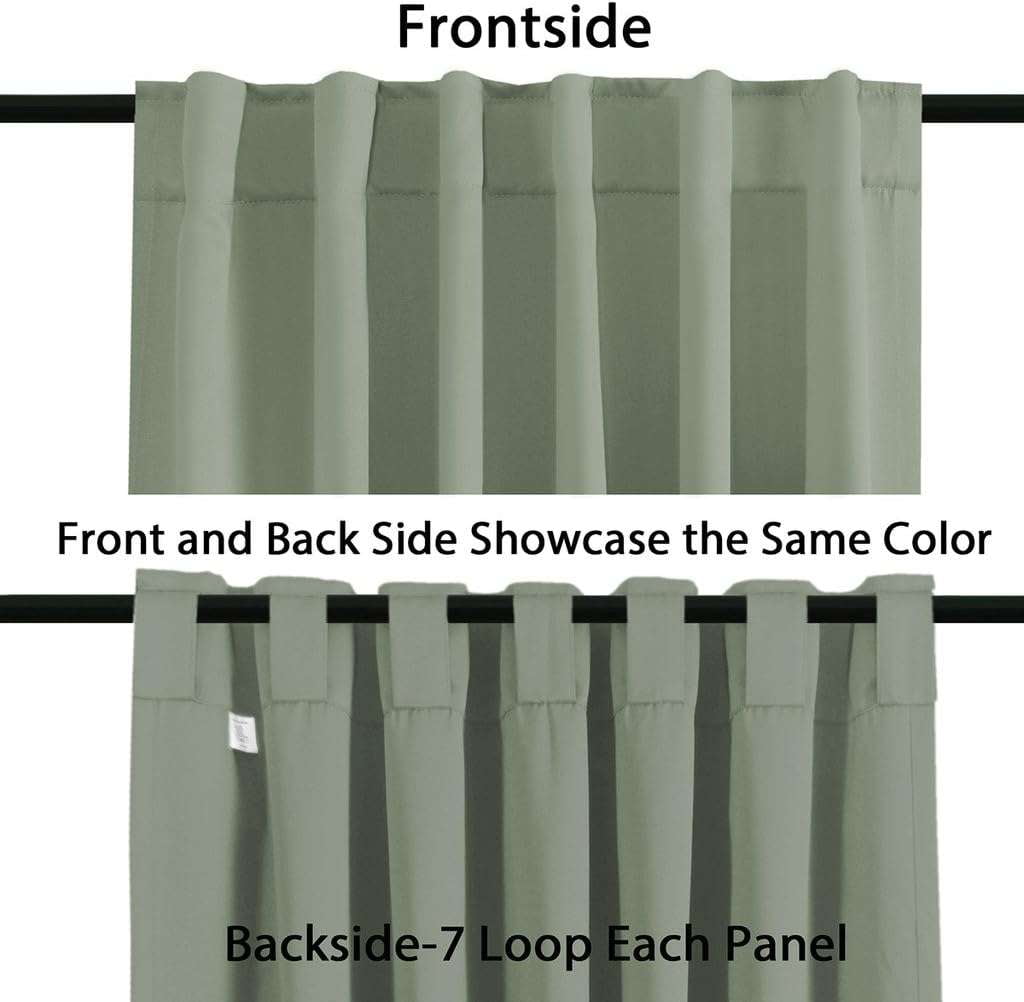 H.VERSAILTEX Blackout Thermal Insulated Window Curtains Bedroom Darkening Black out Drapes for Living Room Back Tab/Rod Pocket Draperies, 2 Panels, 52" x 84", Light Sage