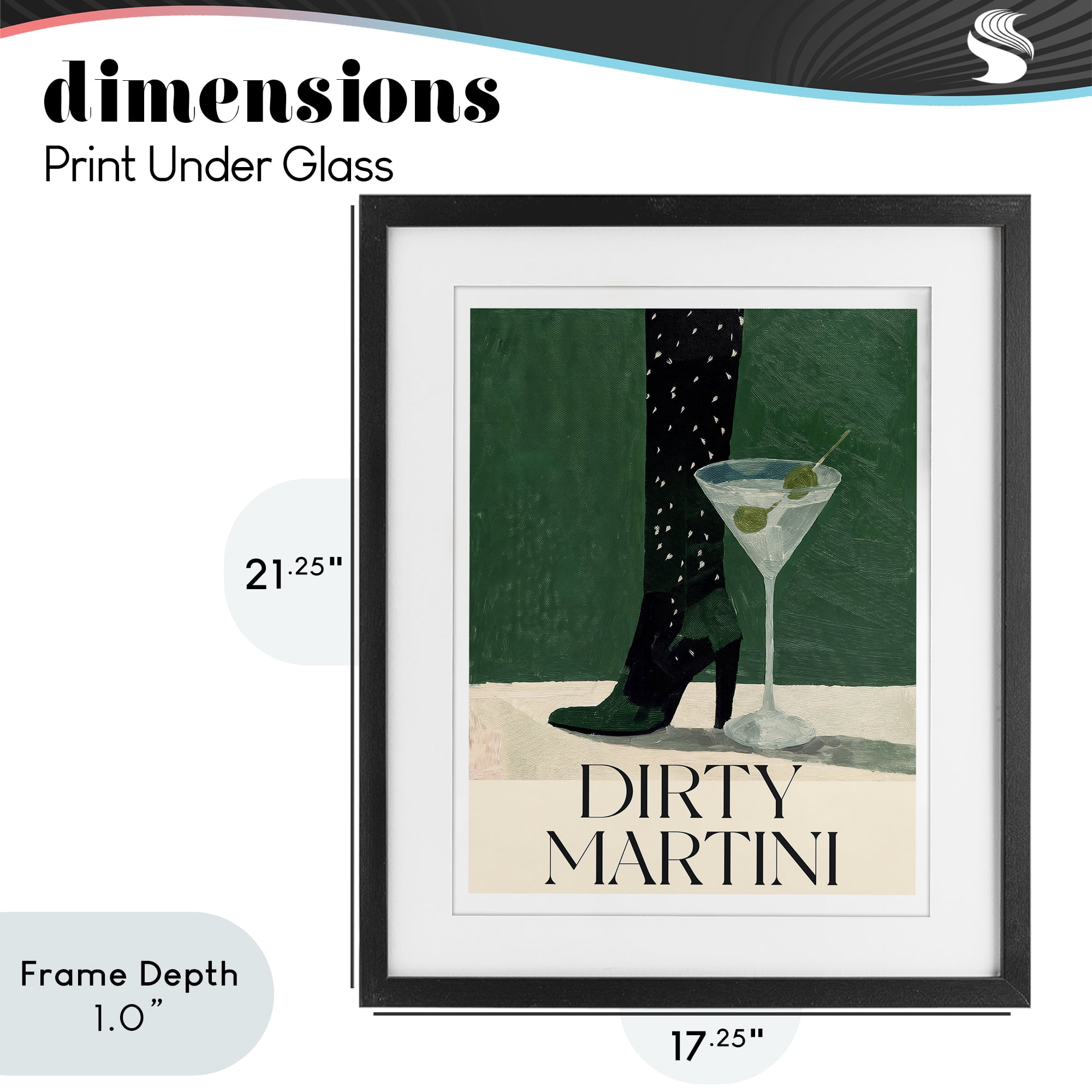 Stupell Industries Dirty Martini Stylish Heel Black Framed Print Under Glass, design by Lettered and Lined